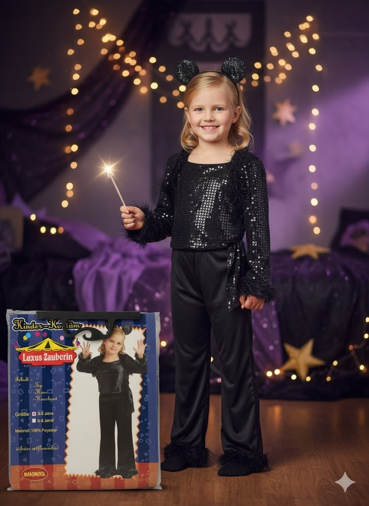 Kinder Kostüm Luxus Zauberin Gr 3 - 5 Jahre , 98 - 110